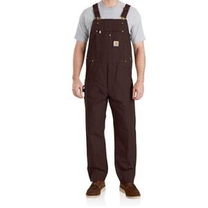 CARHARTT SZ 32x32 RO1-M RELAXED FIT DARK BROWN DENIM DUCK BIB OVERALLS